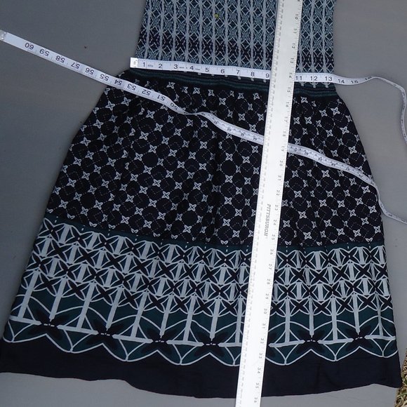 SIZE S. Max Studio Smocked V-neck Fit & Flare Dress. - Picture 10 of 16